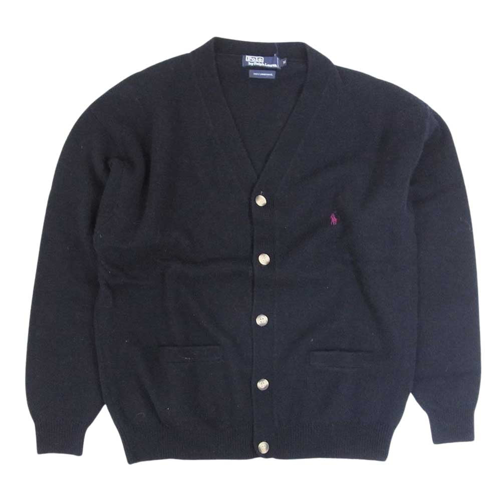 POLO RALPH LAUREN ポロ・ラルフローレン ラムウール Vネック カーディガン ネイビー系 M【中古】