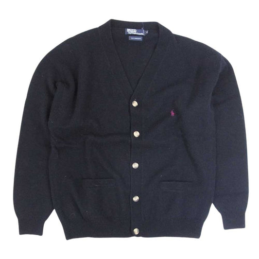 POLO RALPH LAUREN ポロ・ラルフローレン ラムウール Vネック カーディガン ネイビー系 M【中古】
