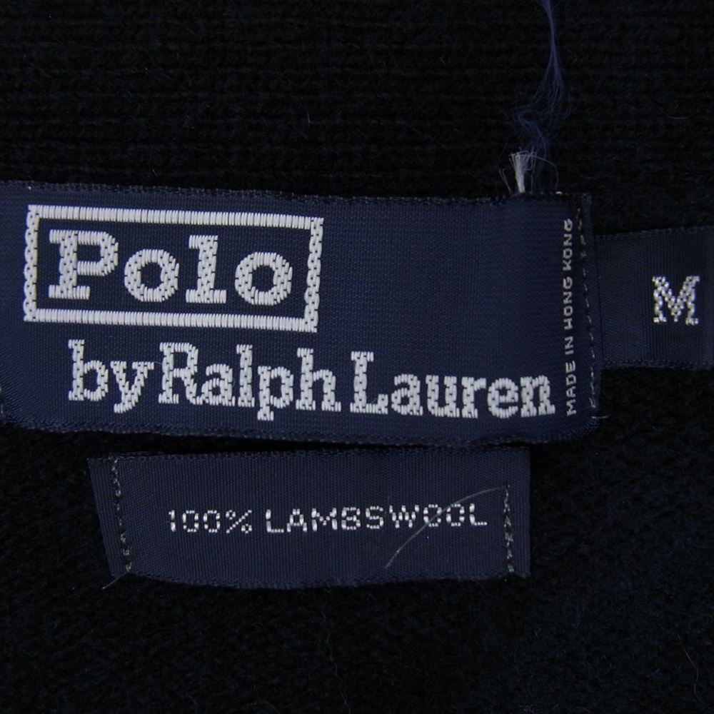 POLO RALPH LAUREN ポロ・ラルフローレン ラムウール Vネック カーディガン ネイビー系 M【中古】