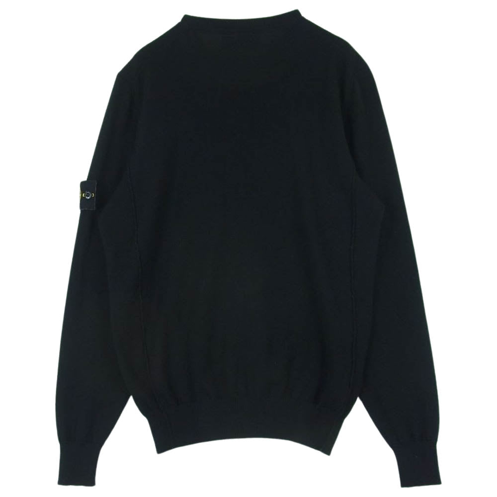 STONE ISLAND ストーンアイランド 7115524C4  国内正規品 袖ロゴワッペン付き ウール クルーネック ニット ブラック系 M【中古】