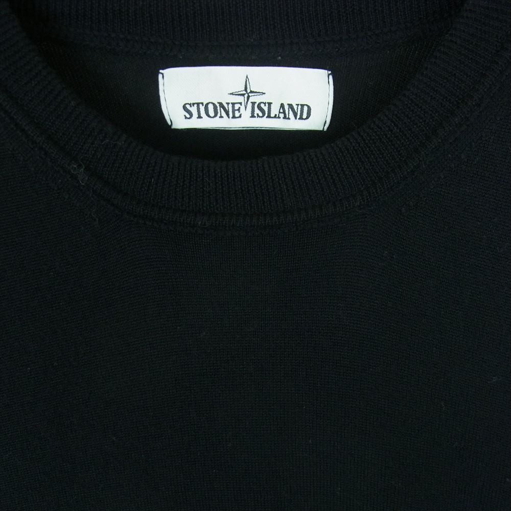 STONE ISLAND ストーンアイランド 7115524C4  国内正規品 袖ロゴワッペン付き ウール クルーネック ニット ブラック系 M【中古】