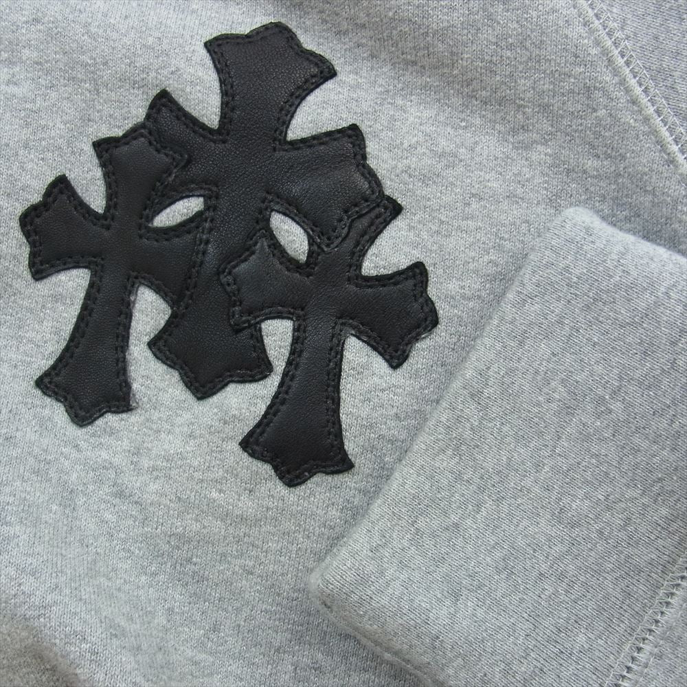 CHROME HEARTS クロムハーツ（原本無） 国内正規品 GRP Y NOT グループ  Yノット セメタリークロス レザーパッチ ラグラン ダガージップ パーカー フーディ グレー系 L【中古】