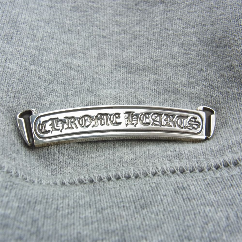CHROME HEARTS クロムハーツ（原本無） 国内正規品 GRP Y NOT グループ  Yノット セメタリークロス レザーパッチ ラグラン ダガージップ パーカー フーディ グレー系 L【中古】