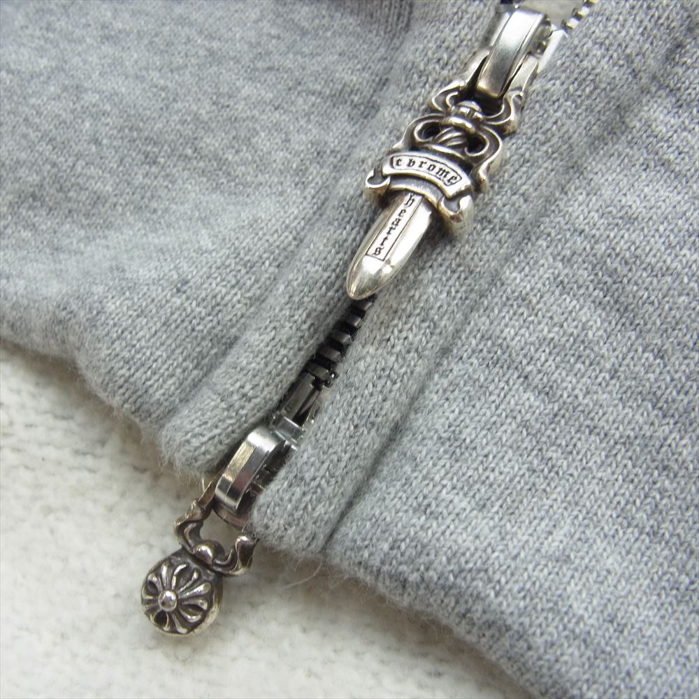 CHROME HEARTS クロムハーツ（原本無） 国内正規品 GRP Y NOT グループ  Yノット セメタリークロス レザーパッチ ラグラン ダガージップ パーカー フーディ グレー系 L【中古】
