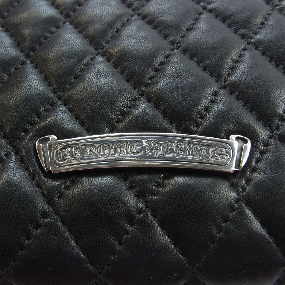 CHROME HEARTS クロムハーツ（原本無） WAVE4 QLT 3SNP キルティング ウェーブ ダブルCHプラス 3スナップ ロングウォレット 長財布 ブラック系【中古】