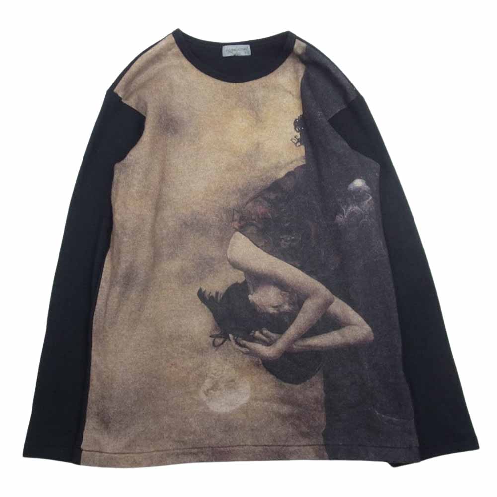 Yohji Yamamoto POUR HOMME ヨウジヤマモトプールオム 22AW HE-T35-178 丸首インジェット グラフィック ニット セーター ブラック系 3【中古】