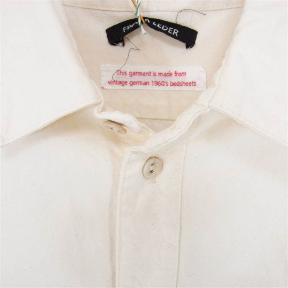 FRANK LEDER フランクリーダー 0916010 VINTAGE BEDSHEET OLD STYLE SHIRT ヴィンテージ ベッドシーツ コットン ネップ 長袖 シャツ オフホワイト系 S【美品】【中古】