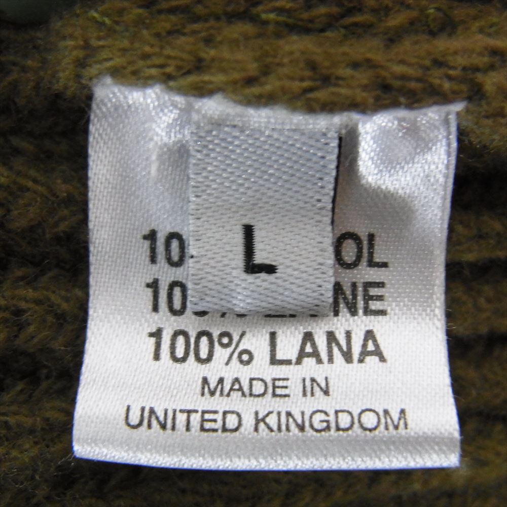 コーギー イギリス製 ハンドメイド ドライバーズニットスタンドカラー ジップ カーディガン カーキ系 L【中古】