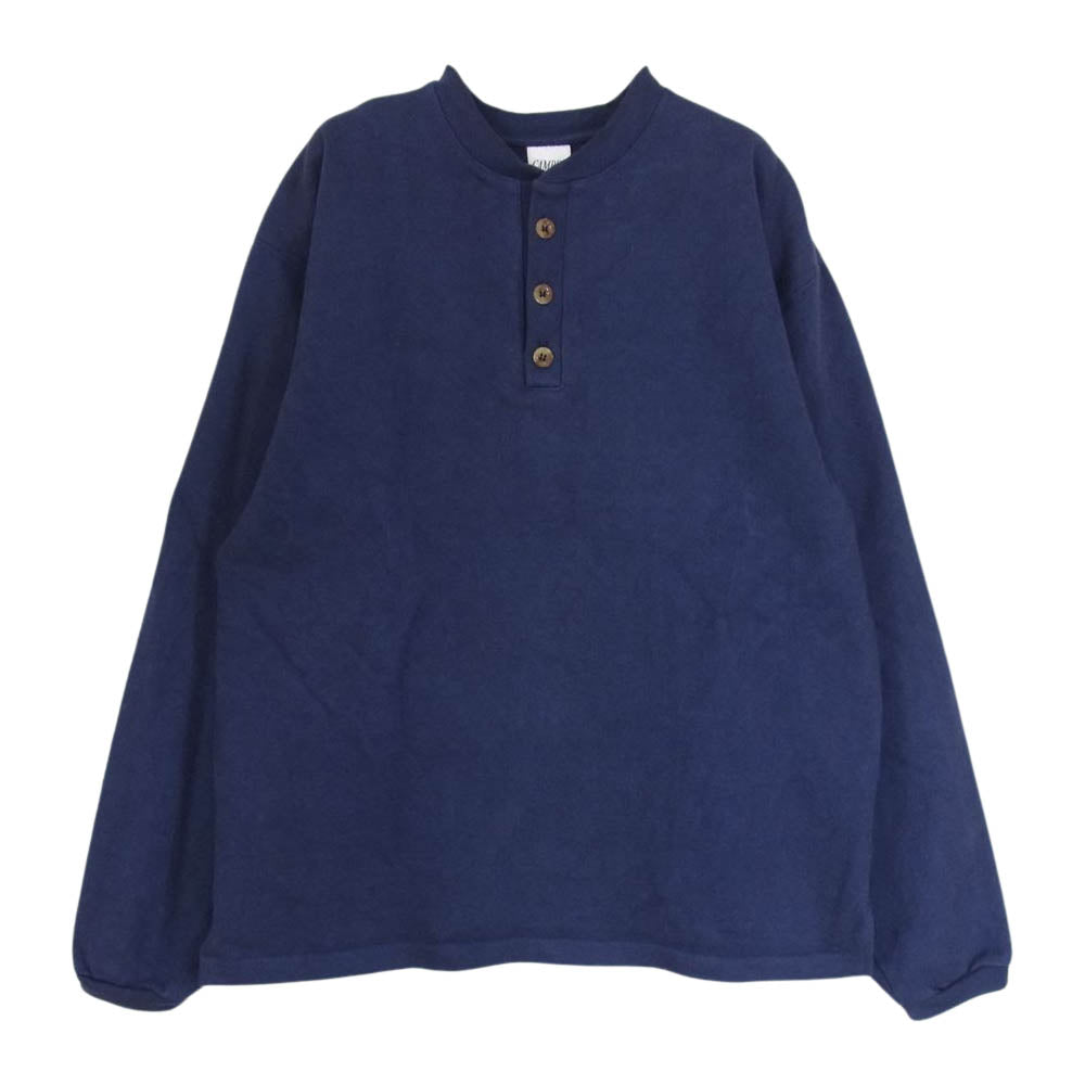 キャンバー ヘンリーネック ヘビーウエイト 長袖 Tシャツ ネイビー系 L【中古】