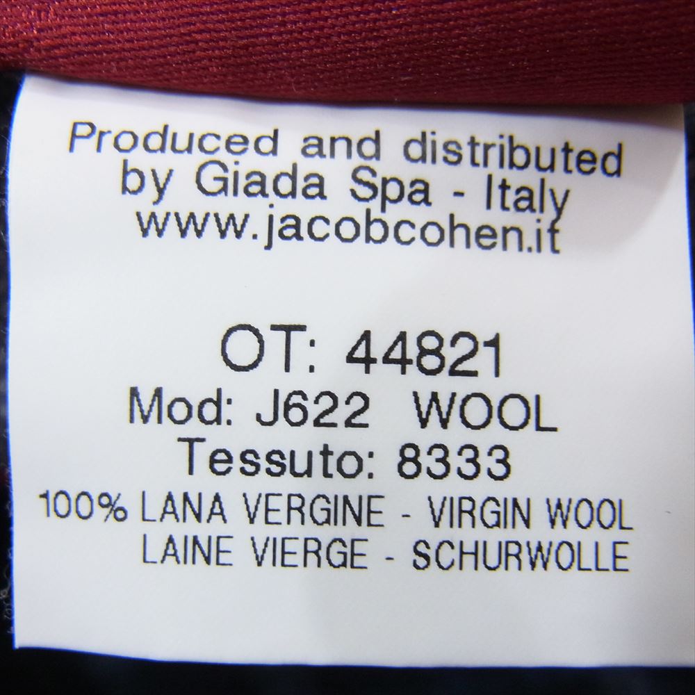 JACOB COHEN ヤコブコーエン ハラコレザーパッチ ウール チェック パンツ ネイビー系 34【中古】