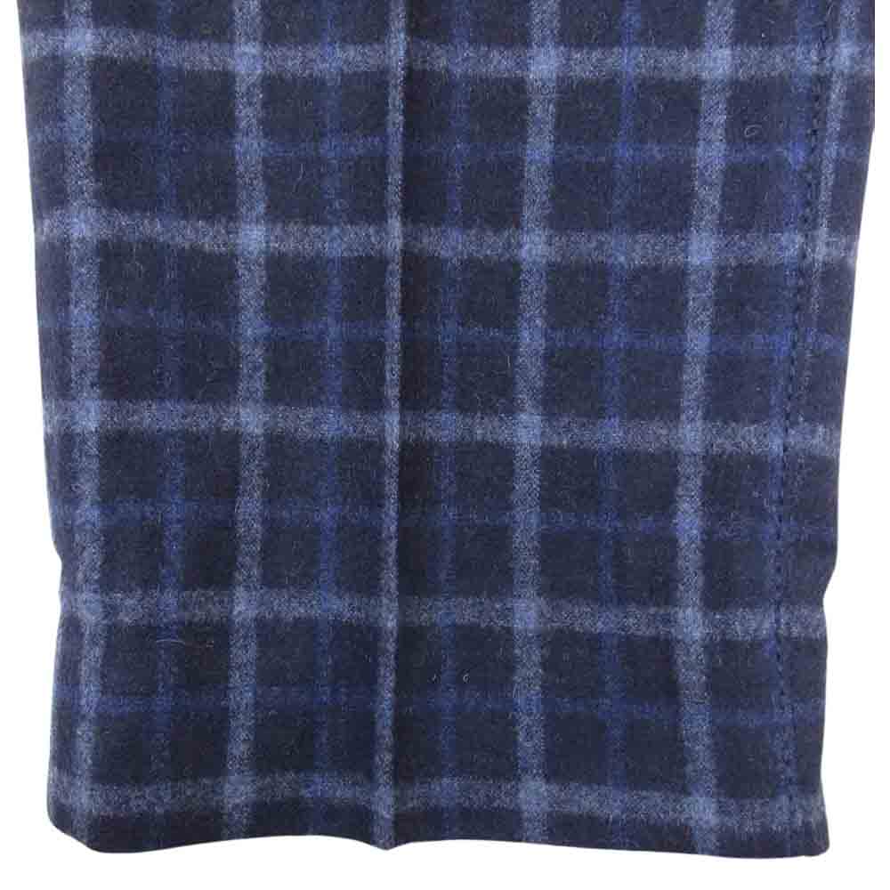 JACOB COHEN ヤコブコーエン ハラコレザーパッチ ウール チェック パンツ ネイビー系 34【中古】