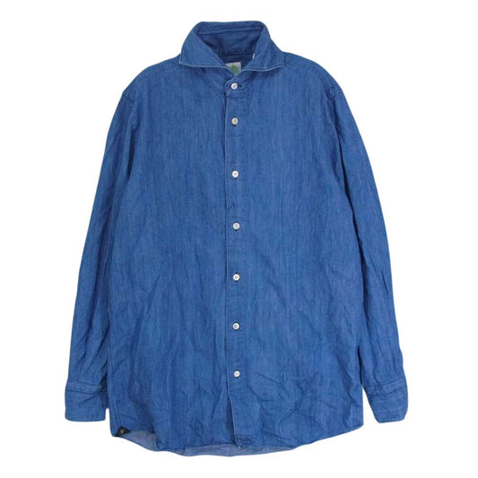 FINAMORE フィナモレ デニム 長袖 シャツ インディゴブルー系 M【中古】