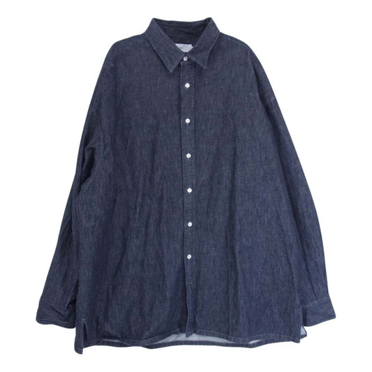 GRAPHPAPER グラフペーパー GM223-50279D DRESSTERIOR ドレステリア 別注 Colorfast Light OZ Denim L/S Regular Collar Shirt カラーファスト デニムシャツ インディゴブルー系 F【中古】
