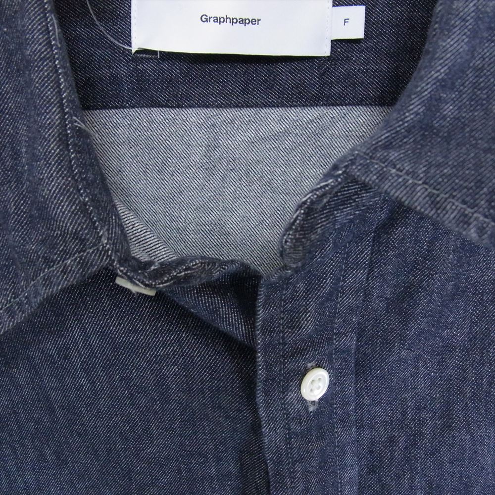 GRAPHPAPER グラフペーパー GM223-50279D DRESSTERIOR ドレステリア 別注 Colorfast Light OZ Denim L/S Regular Collar Shirt カラーファスト デニムシャツ インディゴブルー系 F【中古】