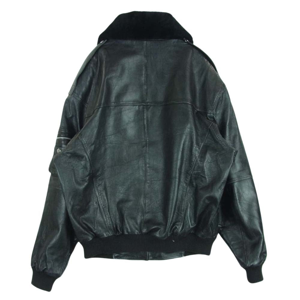 pellepelle ペレペレ 襟ファー付き レザー ジャケット ブラック系 46
