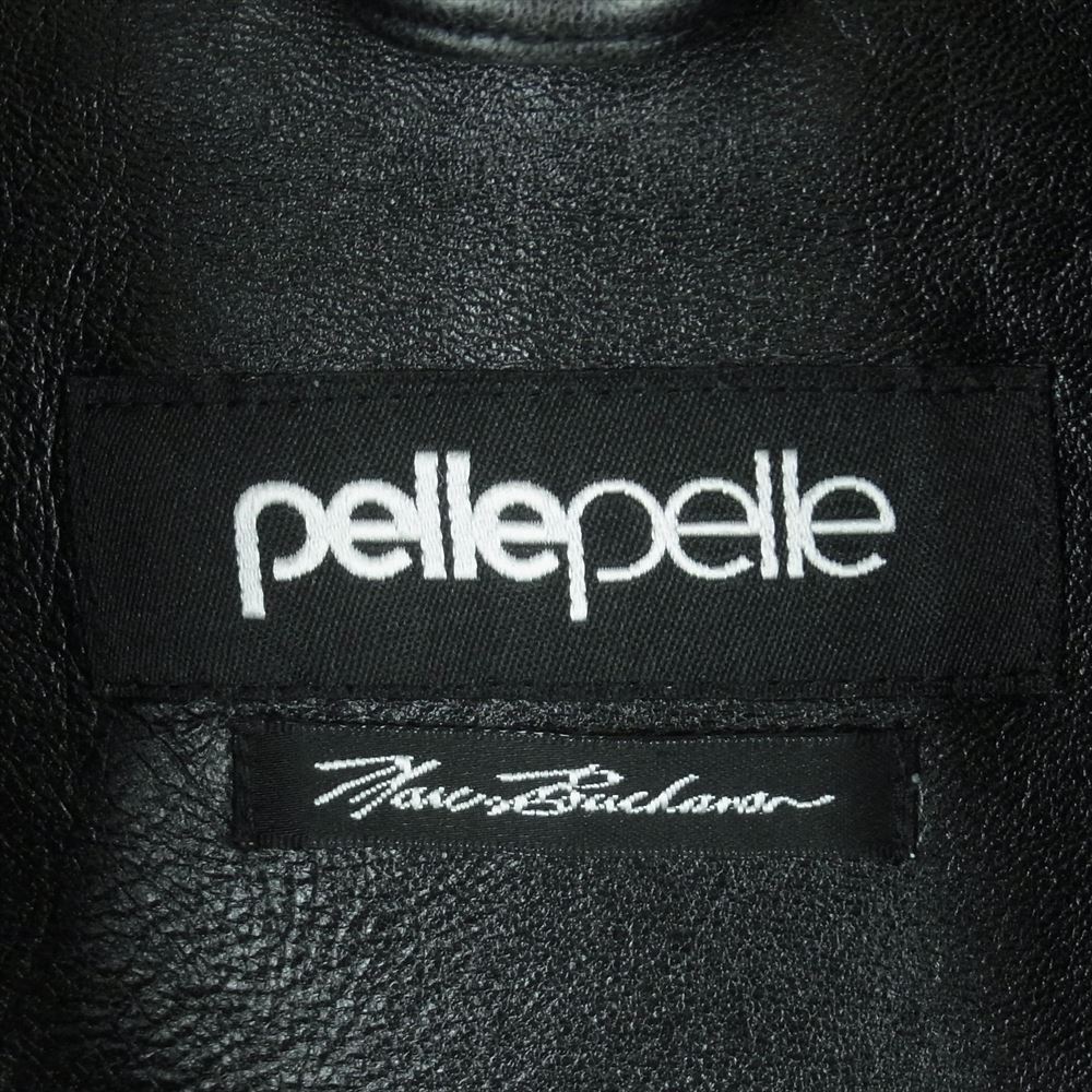 pellepelle ペレペレ 襟ファー付き レザー ジャケット ブラック系 46【中古】