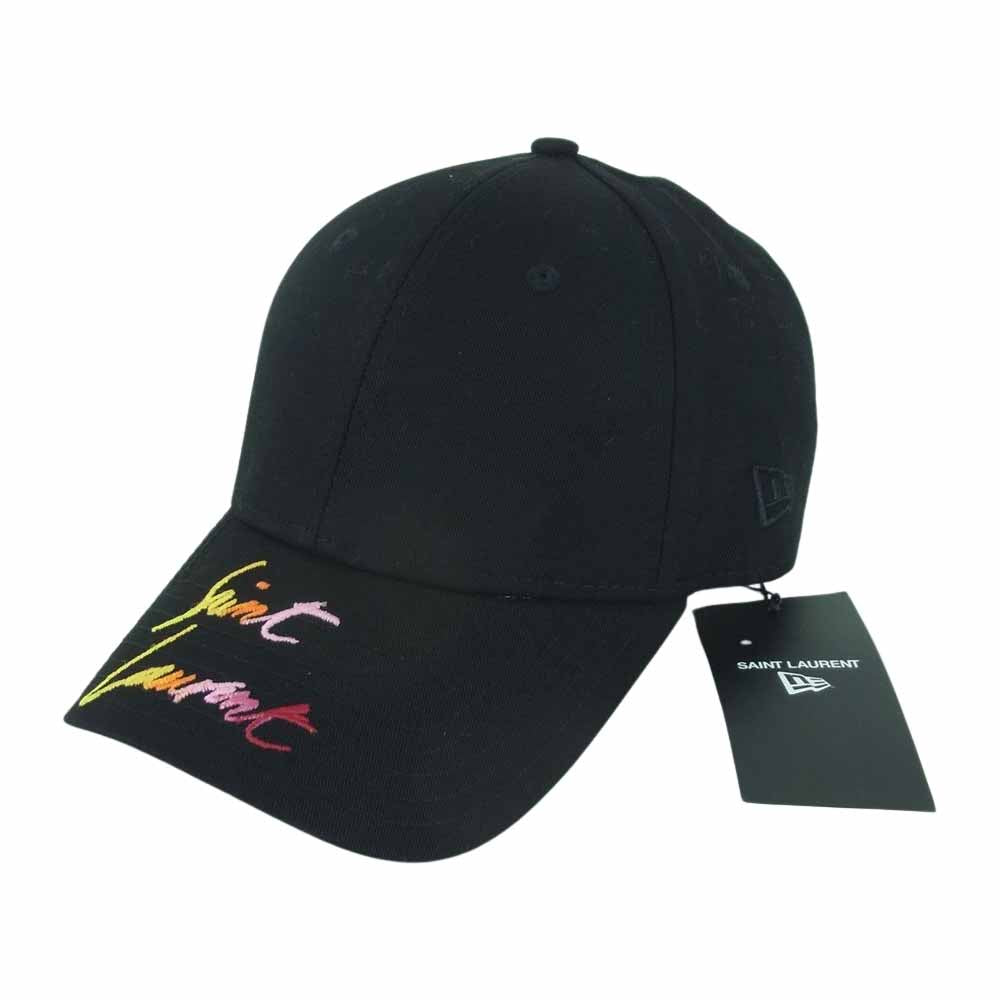 SAINT LAURENT サンローラン New Era ニューエラ 国内正規品 マルチカラー グラデーション ロゴ刺繍 6パネル キャップ ブラック系 ONE SIZE FITS MOST【極上美品】【中古】