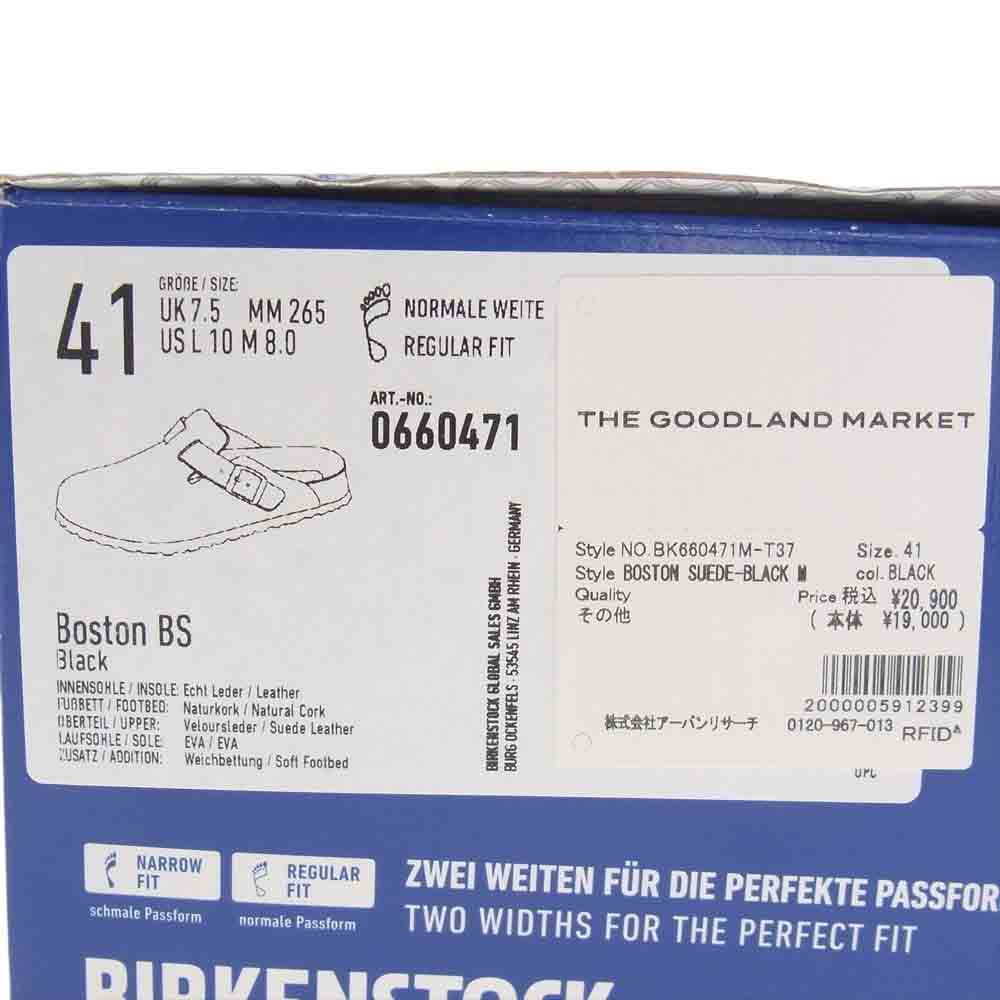 BIRKENSTOCK ビルケンシュトック 0660471 BOSTON BS ボストン スエード サンダル ブラック系 26.5cm【新古品】【未使用】【中古】