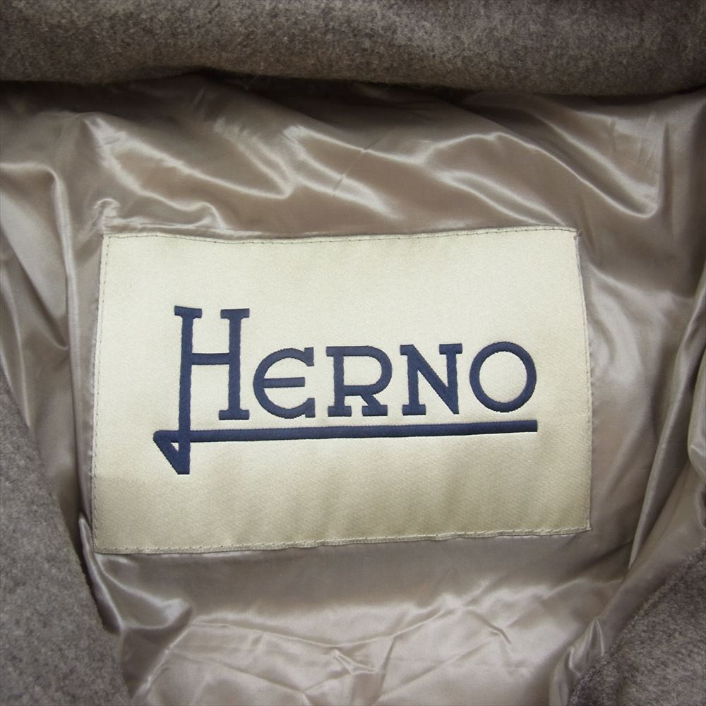 Herno ヘルノ PI0563D-38087-2600 13704-13076-1 イタリアPIACENZA社製シルク・カシミヤ生地 スタンドカラー ダウンジャケット ダウンコート ブラウン系 40【中古】