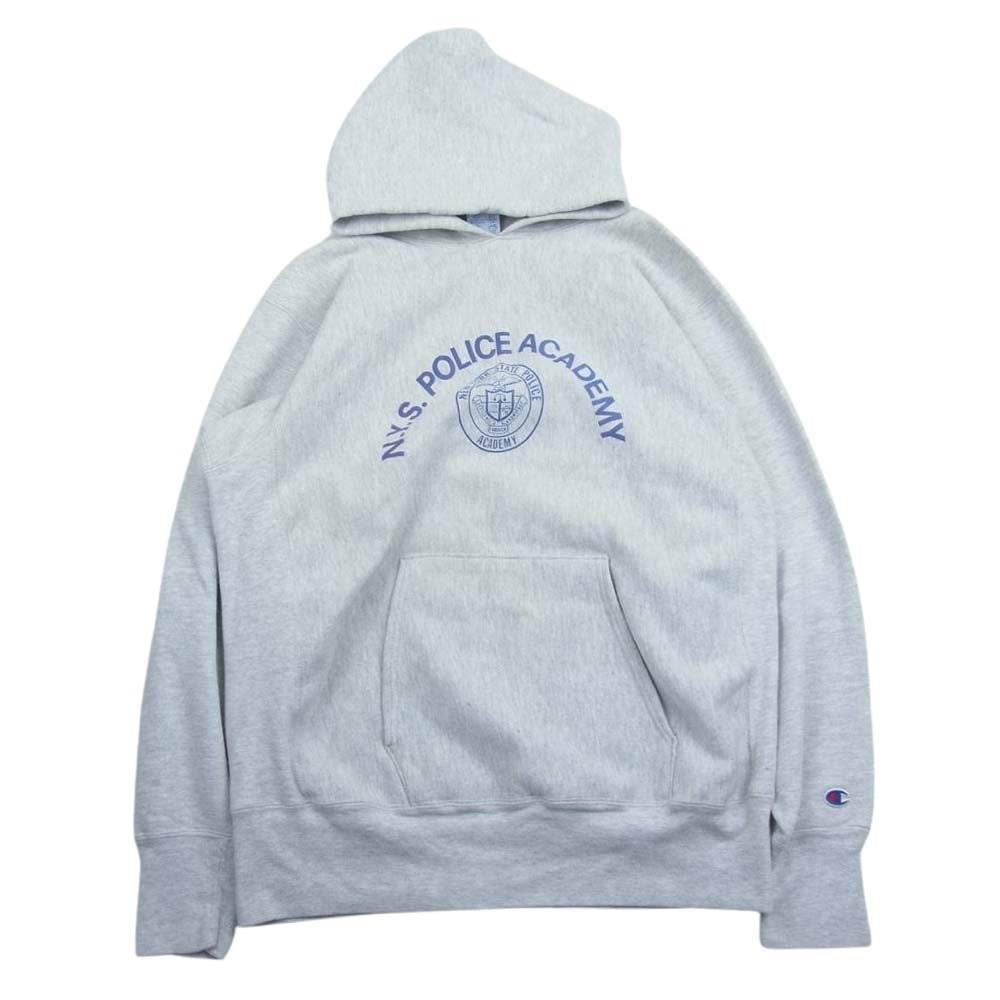 Champion チャンピオン ヴィンテージ 90s USA製 リバースウィーブ  プリント パーカー  グレー系 XL【中古】