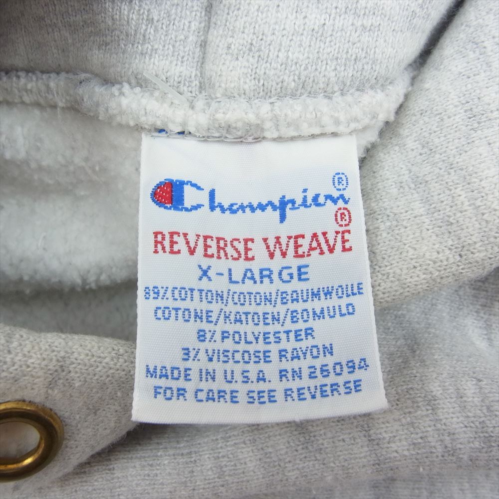 Champion チャンピオン ヴィンテージ 90s USA製 リバースウィーブ  プリント パーカー  グレー系 XL【中古】