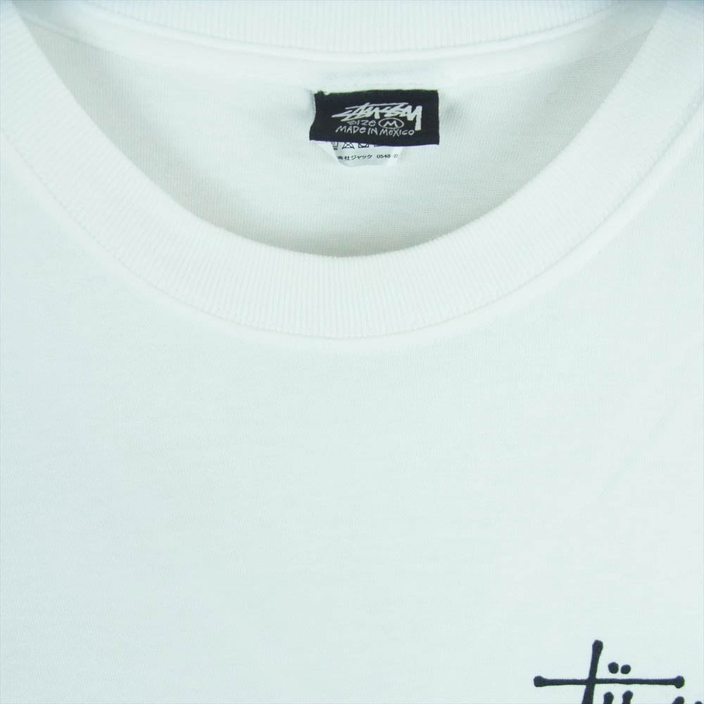 STUSSY ステューシー ONE WORLD バックプリント 半袖 Tシャツ コットン メキシコ製 ホワイト系 M【美品】【中古】