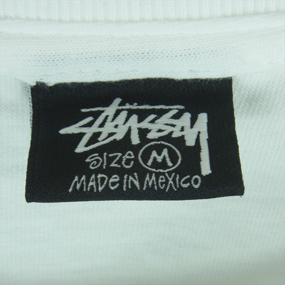 STUSSY ステューシー ONE WORLD バックプリント 半袖 Tシャツ コットン メキシコ製 ホワイト系 M【美品】【中古】