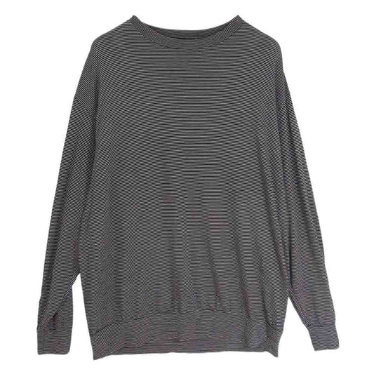 COMOLI コモリ 23SS X01-05012 サマーウール 長袖 ボーダー クルー Tシャツ カットソー ブラック系 3【中古】