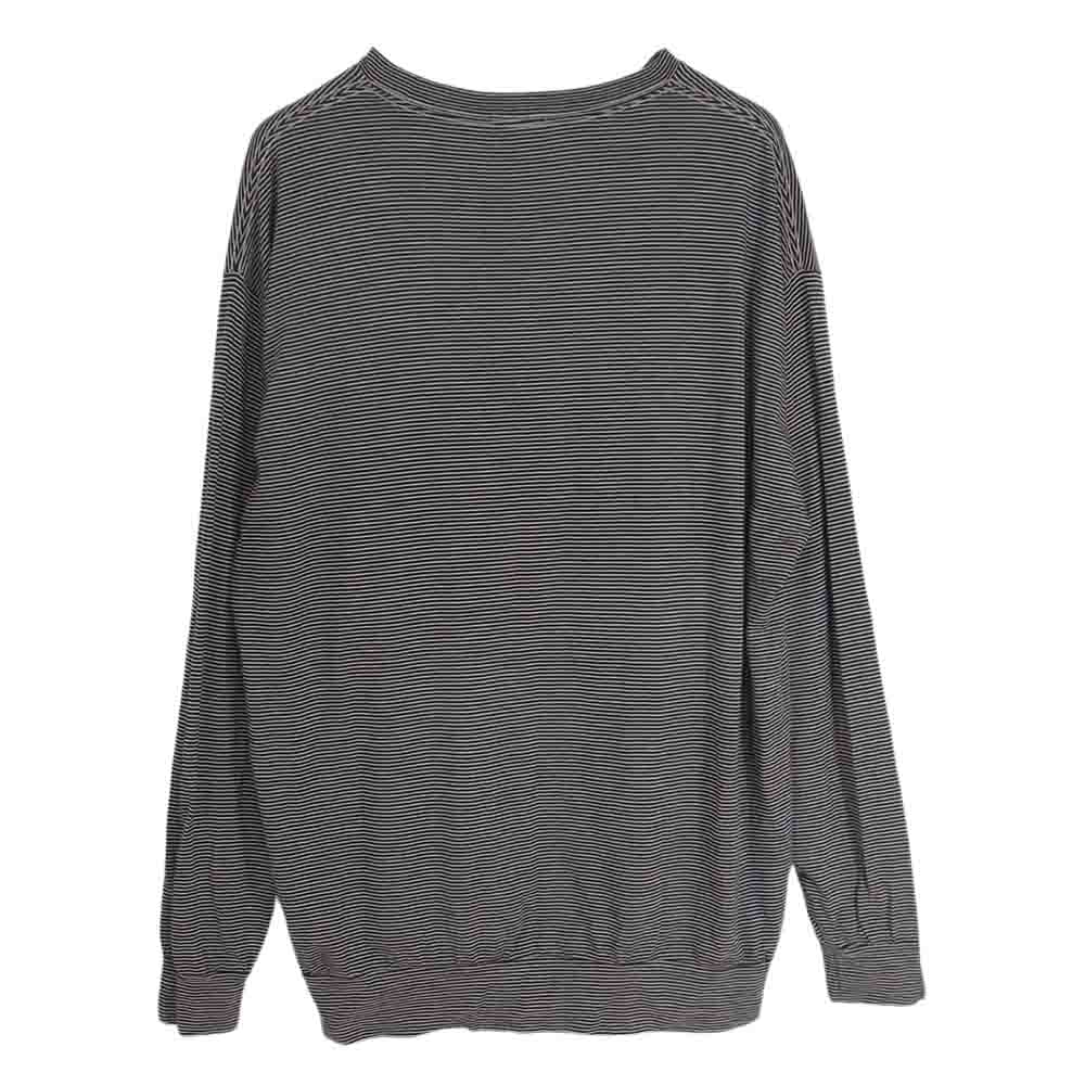 COMOLI コモリ 23SS X01-05012 サマーウール 長袖 ボーダー クルー Tシャツ カットソー ブラック系 3【中古】