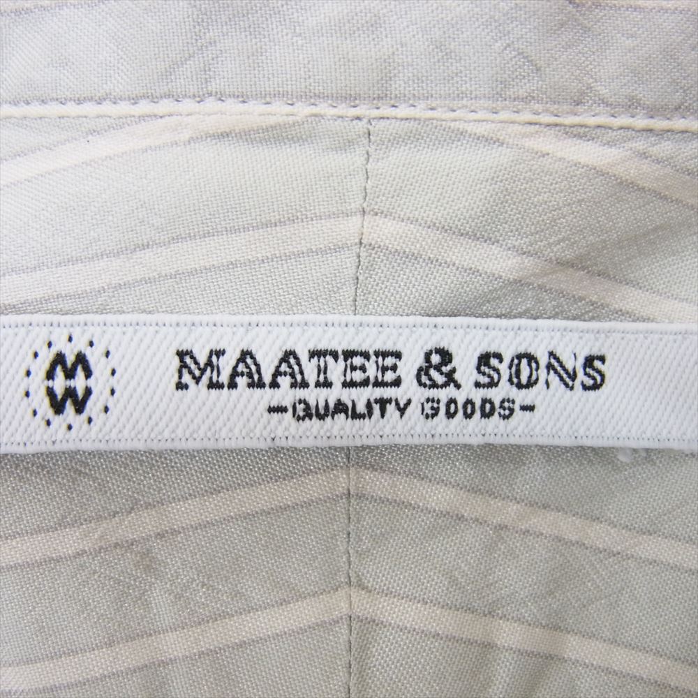 マーティーアンドサンズ 21SS MT2103-0603A SILK PULL OVER SH シルク ストライプ ノーカラー プルオーバー シャツ グリーン系 スモーキーグリーン系 1【中古】