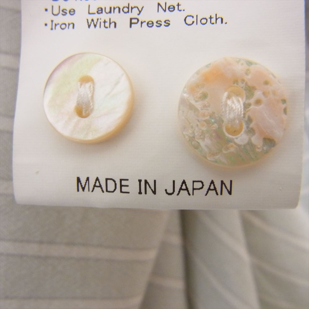 マーティーアンドサンズ 21SS MT2103-0603A SILK PULL OVER SH シルク ストライプ ノーカラー プルオーバー シャツ グリーン系 スモーキーグリーン系 1【中古】