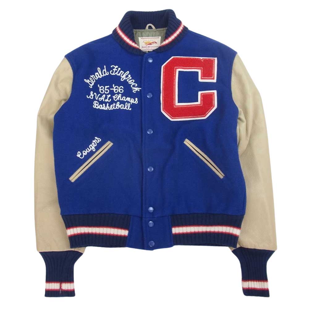 パールダイバー 袖レザー スタジャン スタジアム アワード ジャケット ブルー系 L【中古】