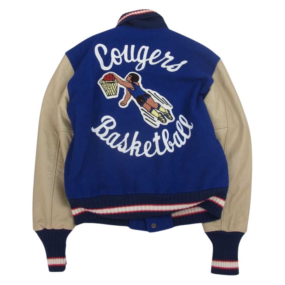 パールダイバー 袖レザー スタジャン スタジアム アワード ジャケット ブルー系 L【中古】