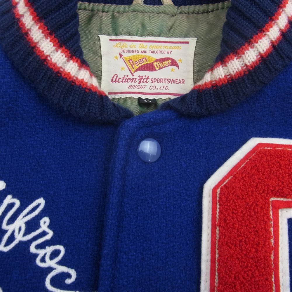 パールダイバー 袖レザー スタジャン スタジアム アワード ジャケット ブルー系 L【中古】