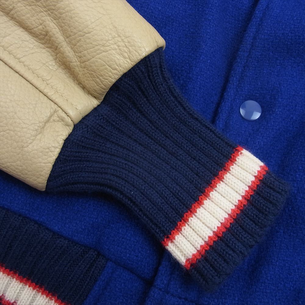 パールダイバー 袖レザー スタジャン スタジアム アワード ジャケット ブルー系 L【中古】