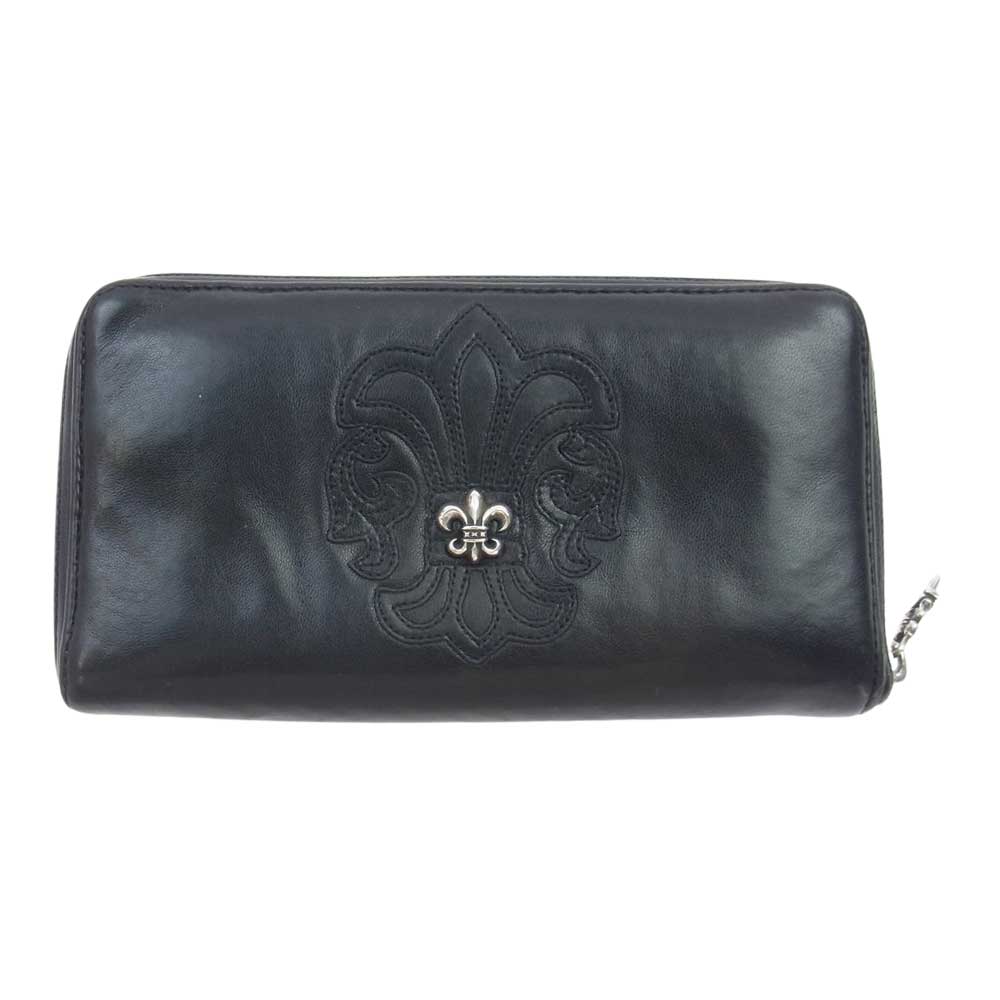 CHROME HEARTS クロムハーツ（原本無） REC F ZIP BS BSフレア ソフトレザー ラウンドジップ ロングウォレット 長財布 ブラック系【中古】