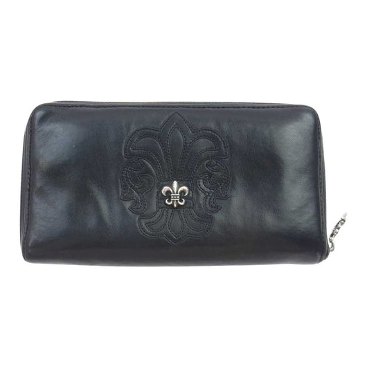 CHROME HEARTS クロムハーツ（原本無） REC F ZIP BS BSフレア ソフトレザー ラウンドジップ ロングウォレット 長財布 ブラック系【中古】