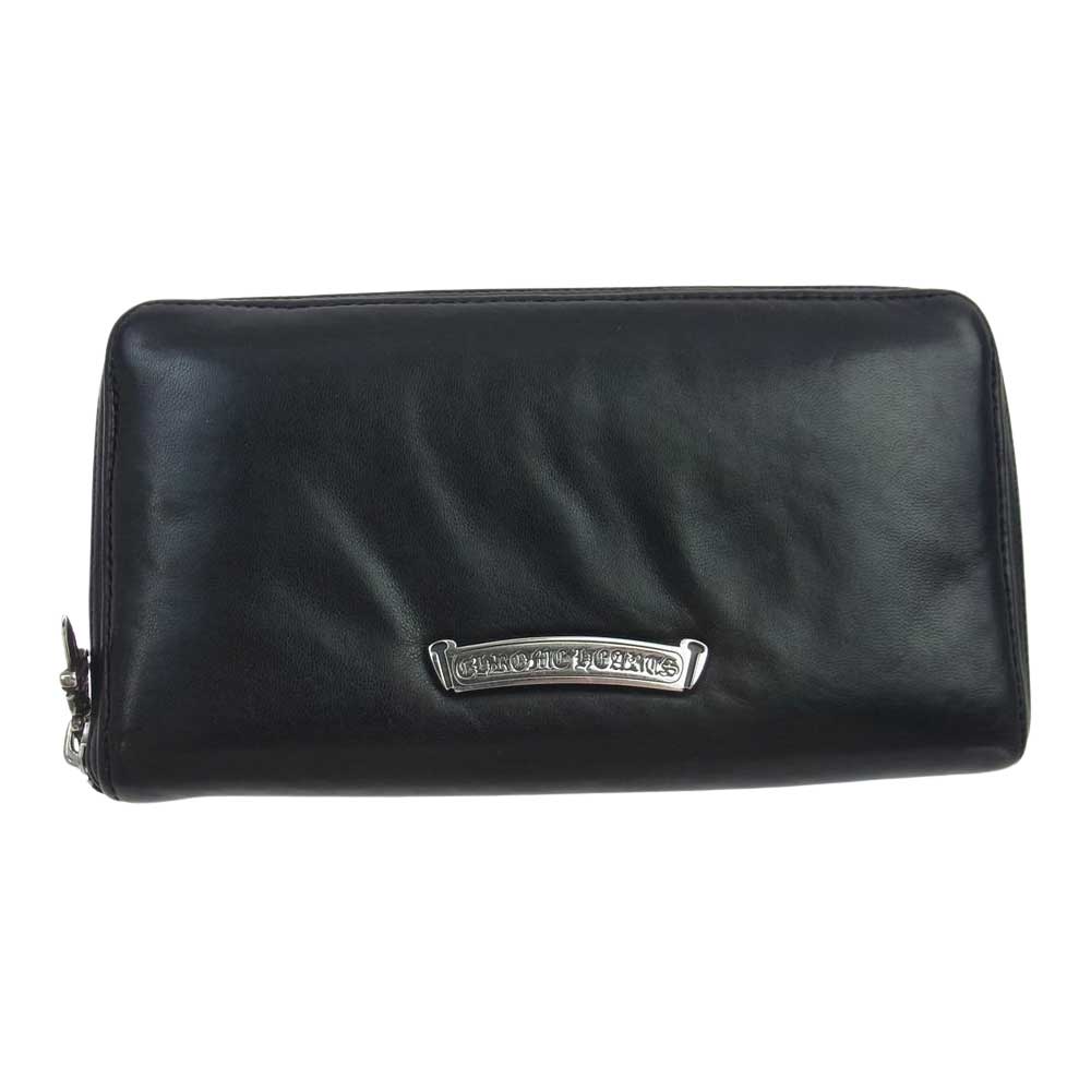 CHROME HEARTS クロムハーツ（原本無） REC F ZIP BS BSフレア ソフトレザー ラウンドジップ ロングウォレット 長財布 ブラック系【中古】