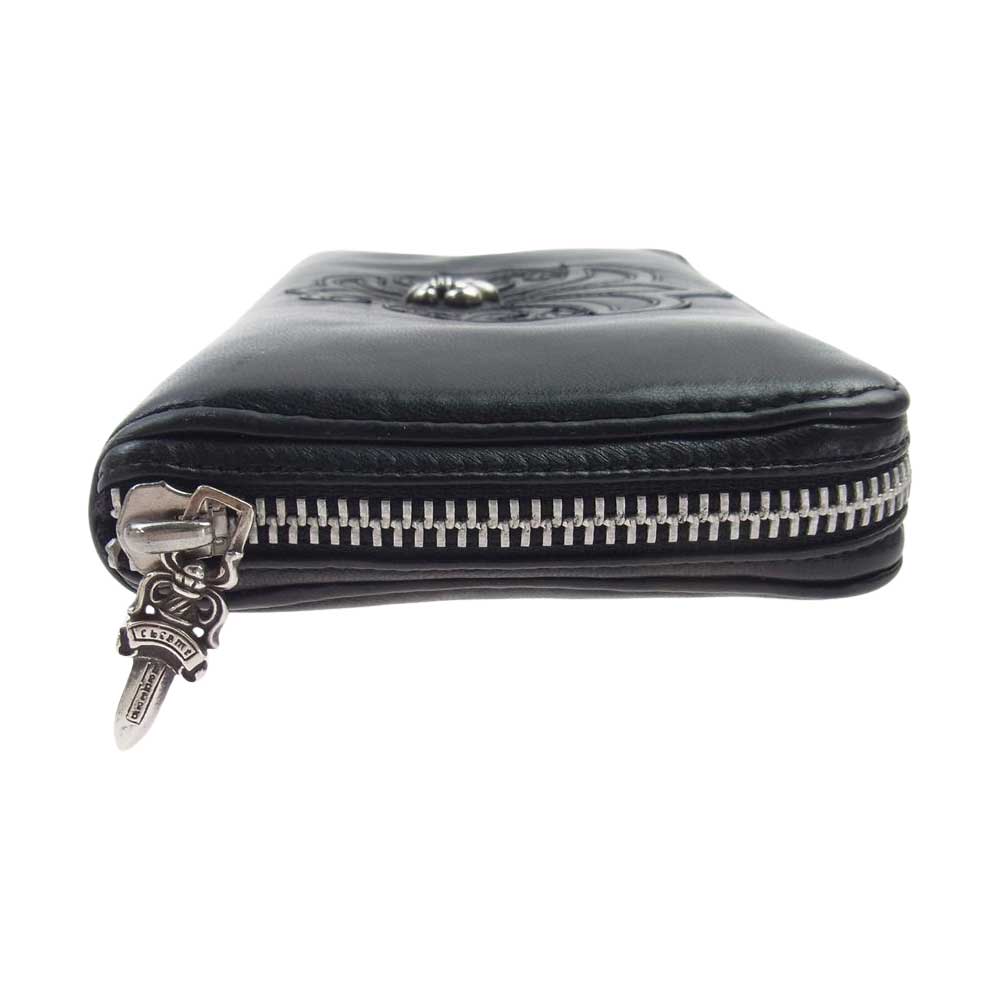 CHROME HEARTS クロムハーツ（原本無） REC F ZIP BS BSフレア ソフトレザー ラウンドジップ ロングウォレット 長財布 ブラック系【中古】