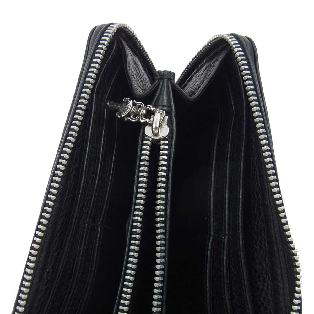 CHROME HEARTS クロムハーツ（原本無） REC F ZIP BS BSフレア ソフトレザー ラウンドジップ ロングウォレット 長財布 ブラック系【中古】