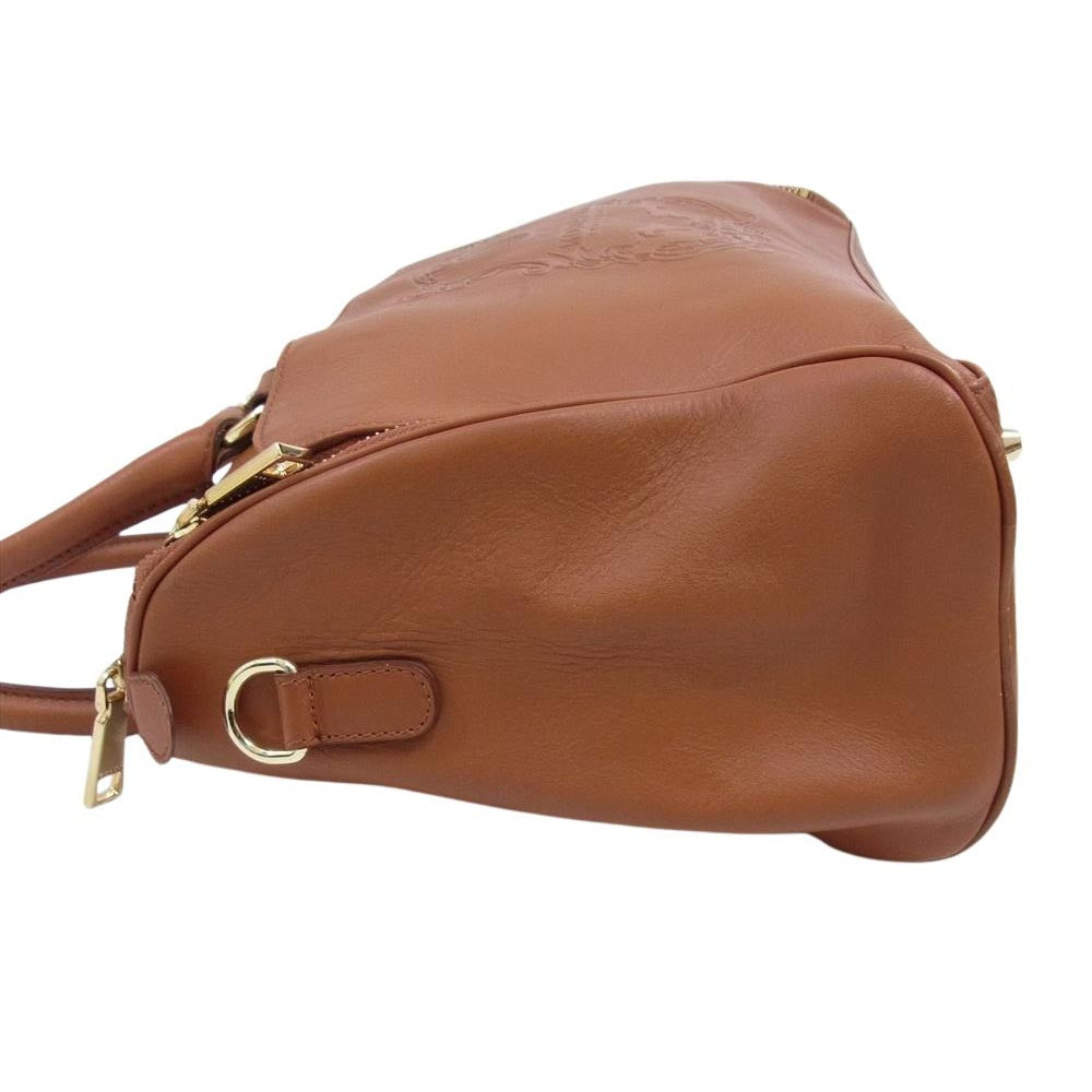 モダル レザー ハンド バッグ ブラウン系【中古】