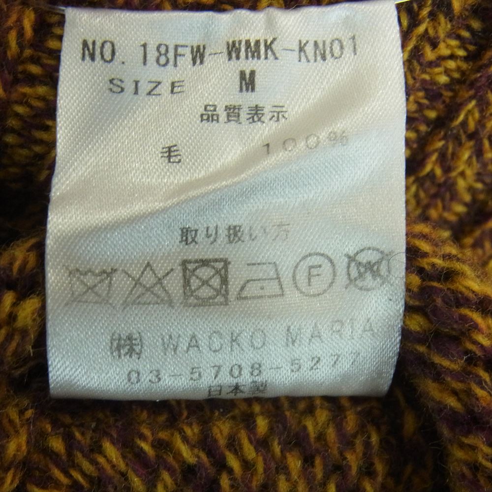 WACKO MARIA ワコマリア 18AW 18FW-WMK-KN01 クルーネック ウール ニット 日本製 ブラウン系 M【中古】