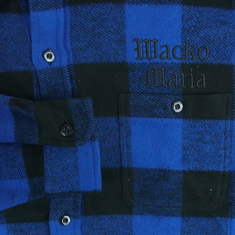 WACKO MARIA ワコマリア 24SS 24SSE-WMS-RC02 BLOCK CHECK FLANNEL SHIRT TYPE-2 ブロック チェック フランネル 長袖 シャツ ブルー系 ブラック系 L【美品】【中古】