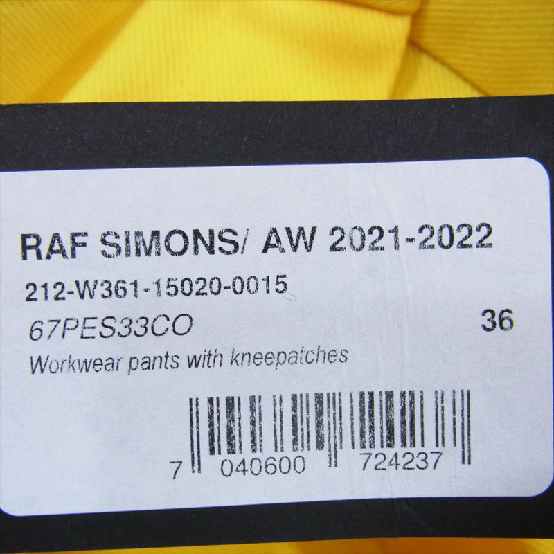 RAF SIMONS ラフシモンズ 21AW 212-W361 TWILL COTTON コットンツイル ストレートフィットバンツ イエロー系 36【美品】【中古】