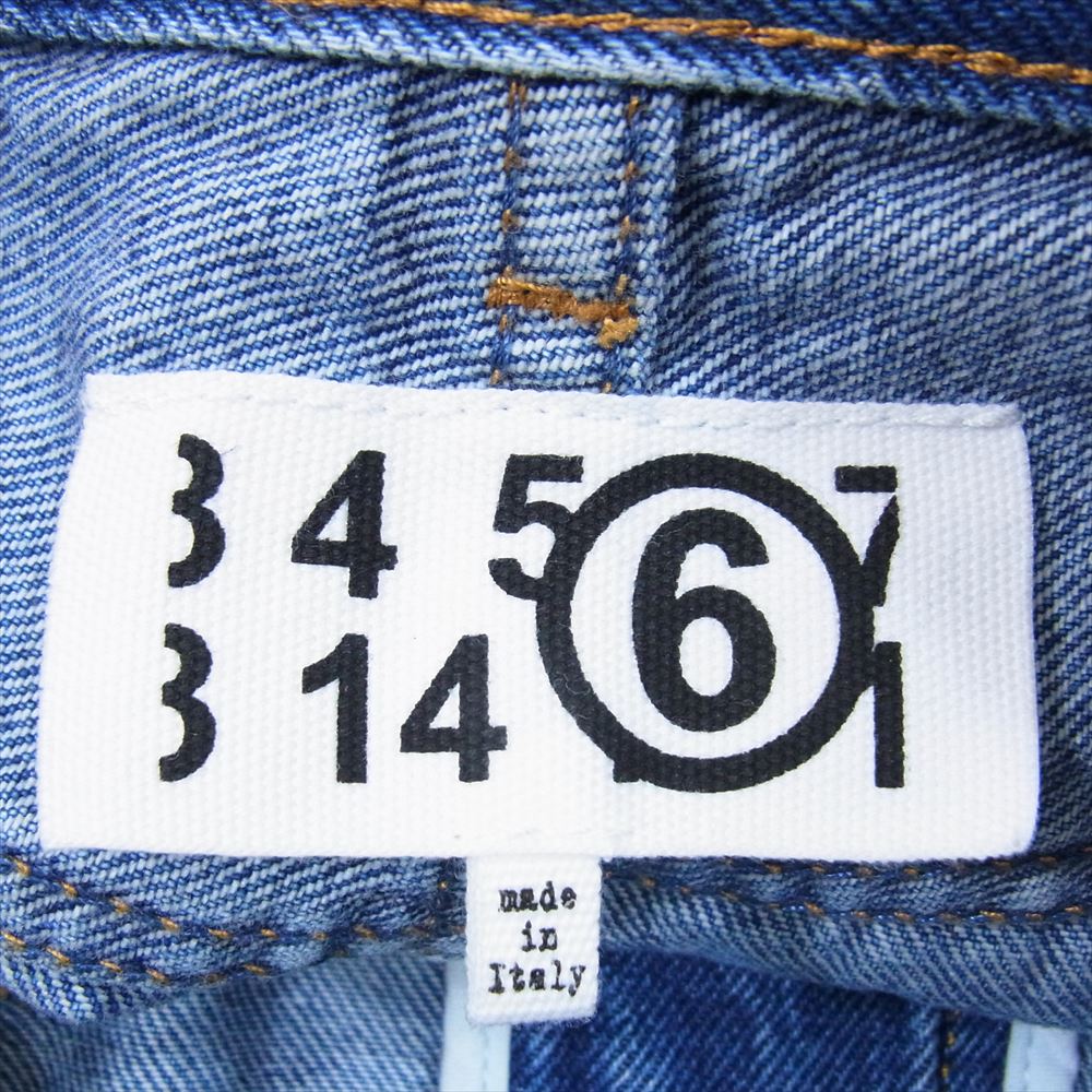 MAISON MARGIELA メゾンマルジェラ 21SS S62LB0056 MM6 エムエムシックス ヴィンテージウォッシュ加工 セーラー ワイドストレート デニムパンツ インディゴブルー系 38【中古】