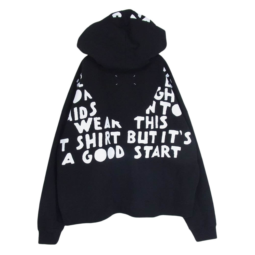 MAISON MARGIELA メゾンマルジェラ 21SS S51GU0039 1ライン 四つタグ AIDS エイズ フードプリント スウェット プルオーバー パーカー フーディ ブラック系 S【中古】