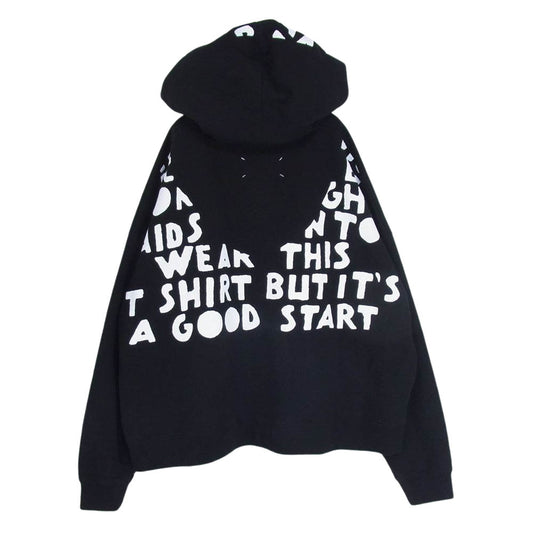 MAISON MARGIELA メゾンマルジェラ 21SS S51GU0039 1ライン 四つタグ AIDS エイズ フードプリント スウェット プルオーバー パーカー フーディ ブラック系 S【中古】