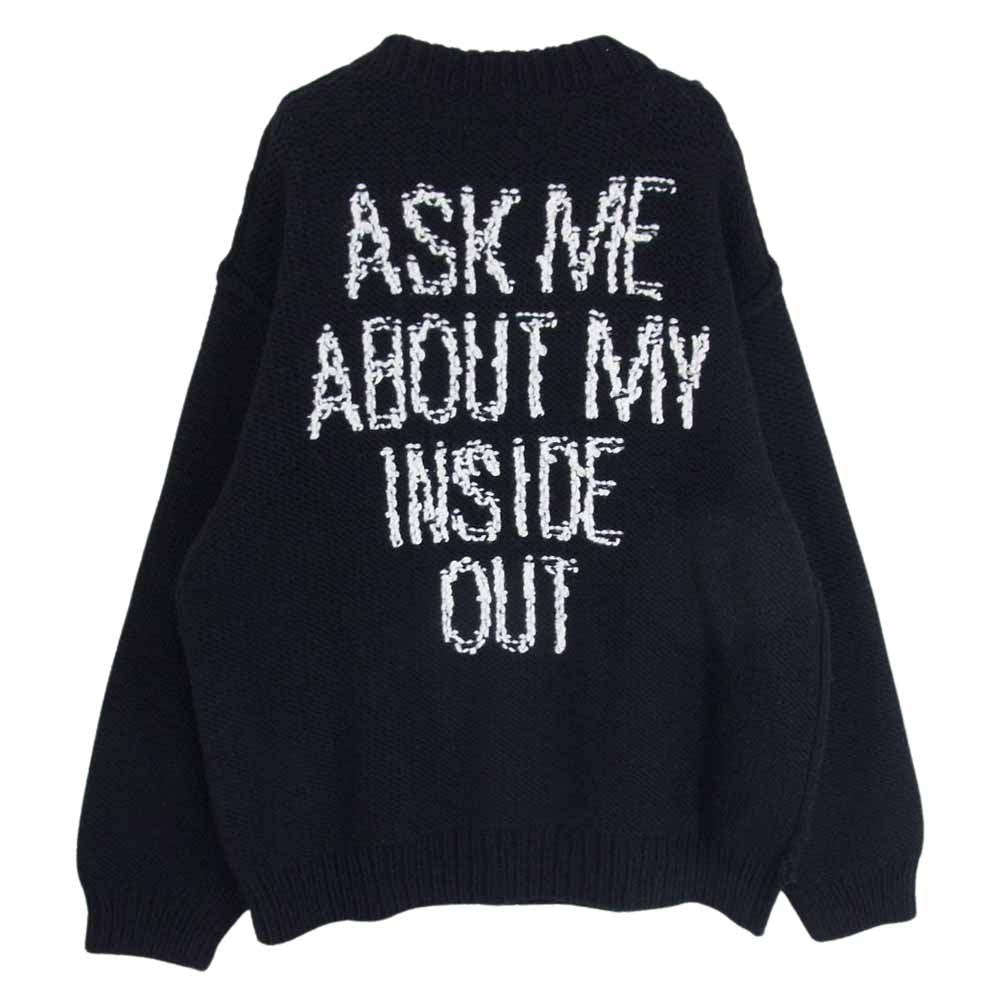 ダブレット 19AW 19AW22KN25 HAND-KNITTING JAQUARD PULLOVER フェイスデザイン ローゲージ オーバーサイズ ジャカード ニット プルオーバー ブラック系 S【中古】