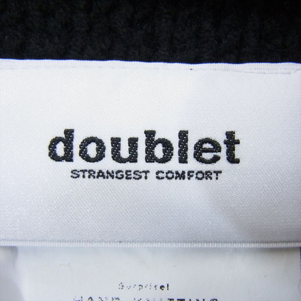 ダブレット 19AW 19AW22KN25 HAND-KNITTING JAQUARD PULLOVER フェイスデザイン ローゲージ オーバーサイズ ジャカード ニット プルオーバー ブラック系 S【中古】