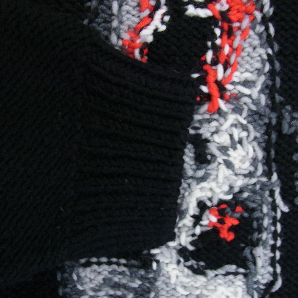 ダブレット 19AW 19AW22KN25 HAND-KNITTING JAQUARD PULLOVER フェイスデザイン ローゲージ オーバーサイズ ジャカード ニット プルオーバー ブラック系 S【中古】
